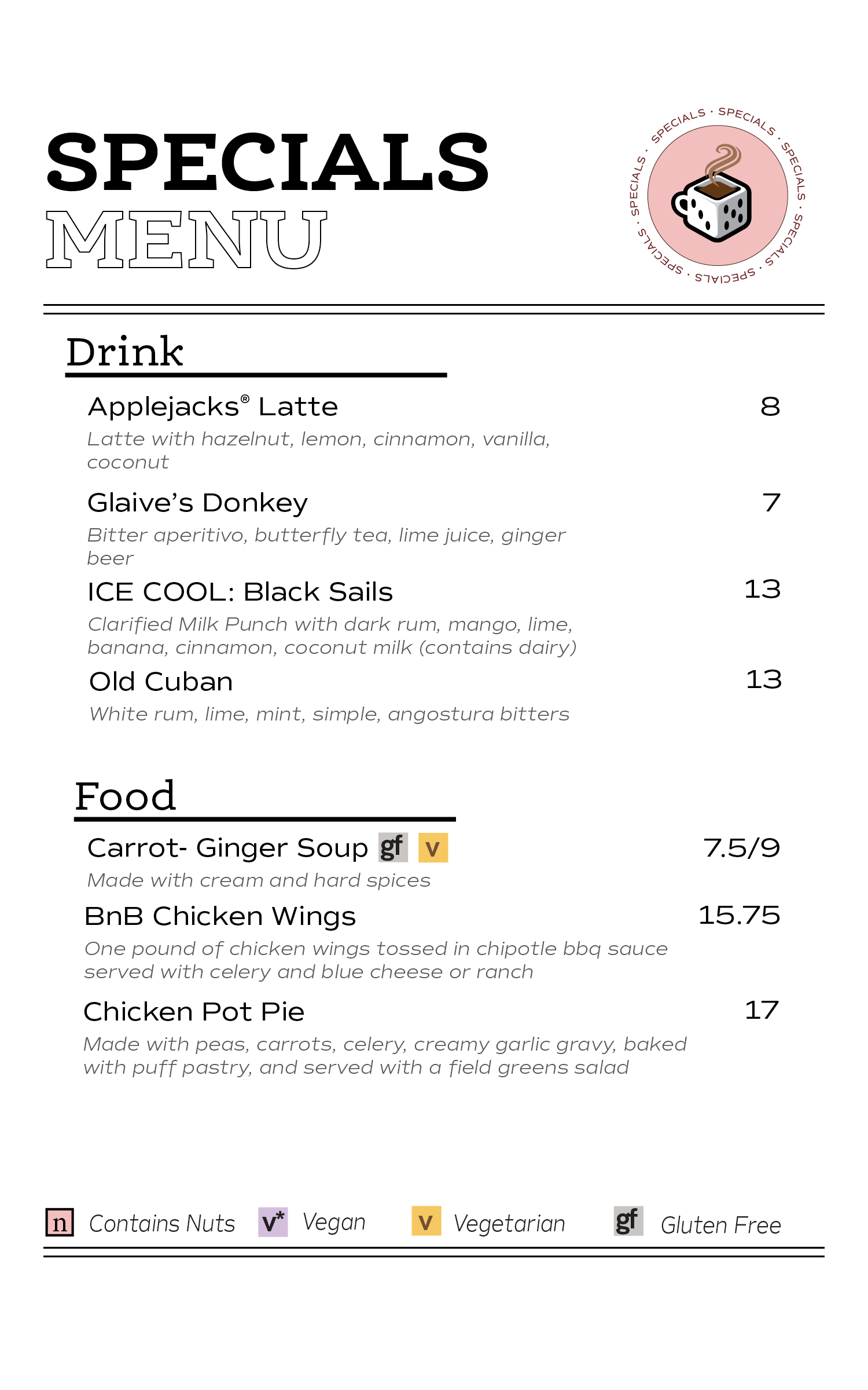 Philadelphia Beer, Wine & Cocktail Menu